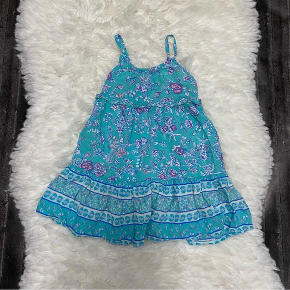 OSHKOSH B'GOSH GIRLS TEAL PURPLE FLORAL PRINT SUMMER DRESS - Picture 1 of 3